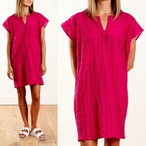 Pietsie Sayulita Tunic Dress S Prickly Pear Pink Cotton Linen Lagenlook Boho$320